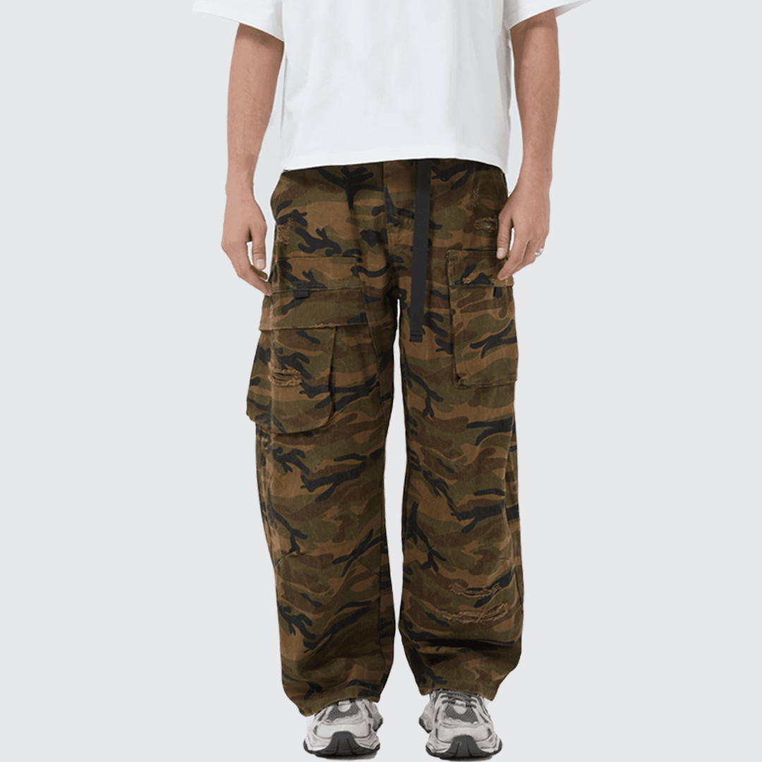 Distressed Camo Cargos
