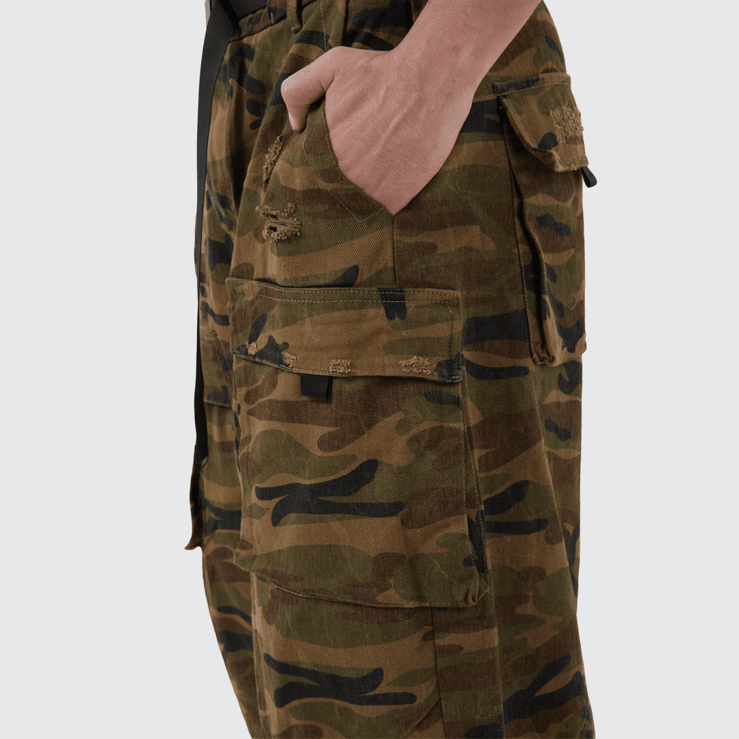 Distressed Camo Cargos