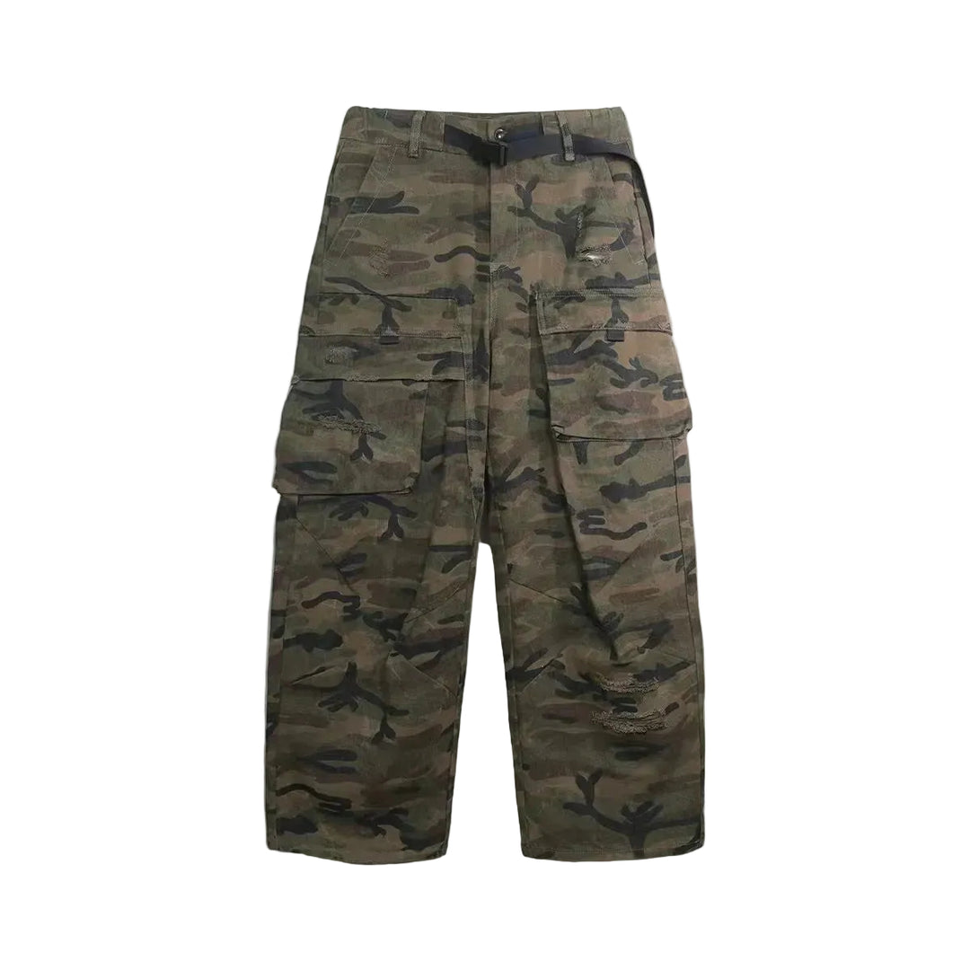 Distressed Camo Cargos