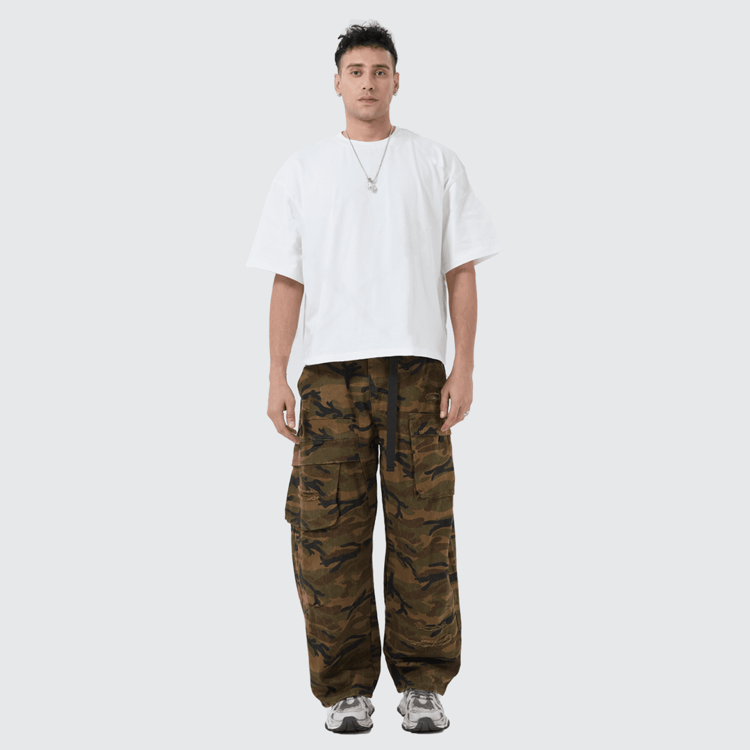 Distressed Camo Cargos