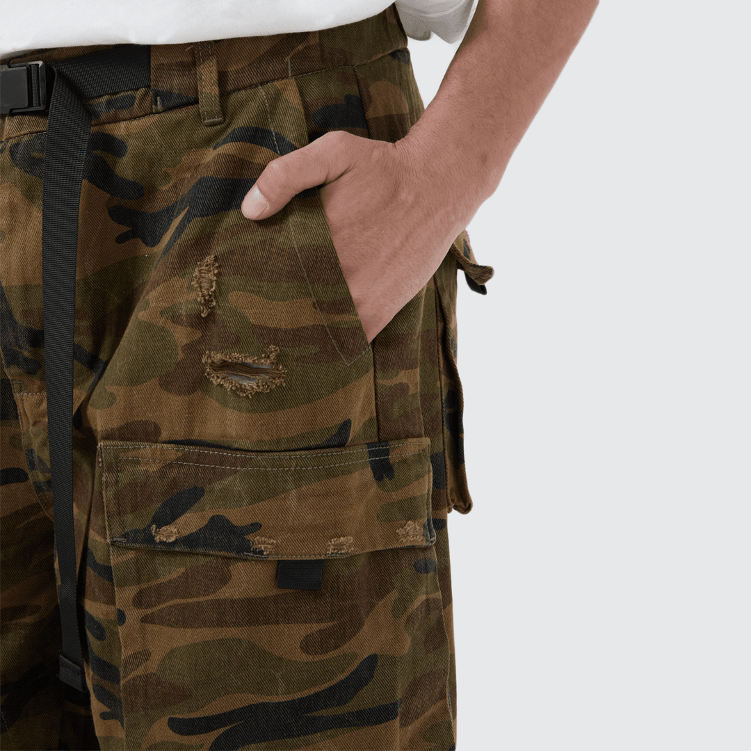 Distressed Camo Cargos