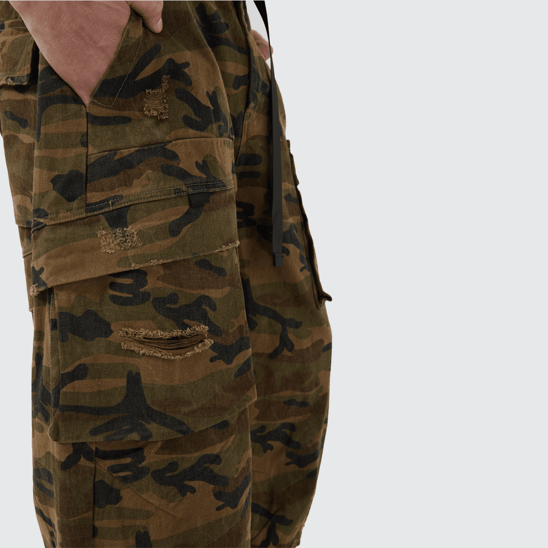 Distressed Camo Cargos