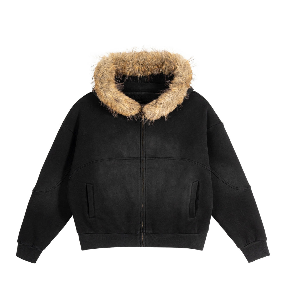 Faux Fur Zip Hoodie