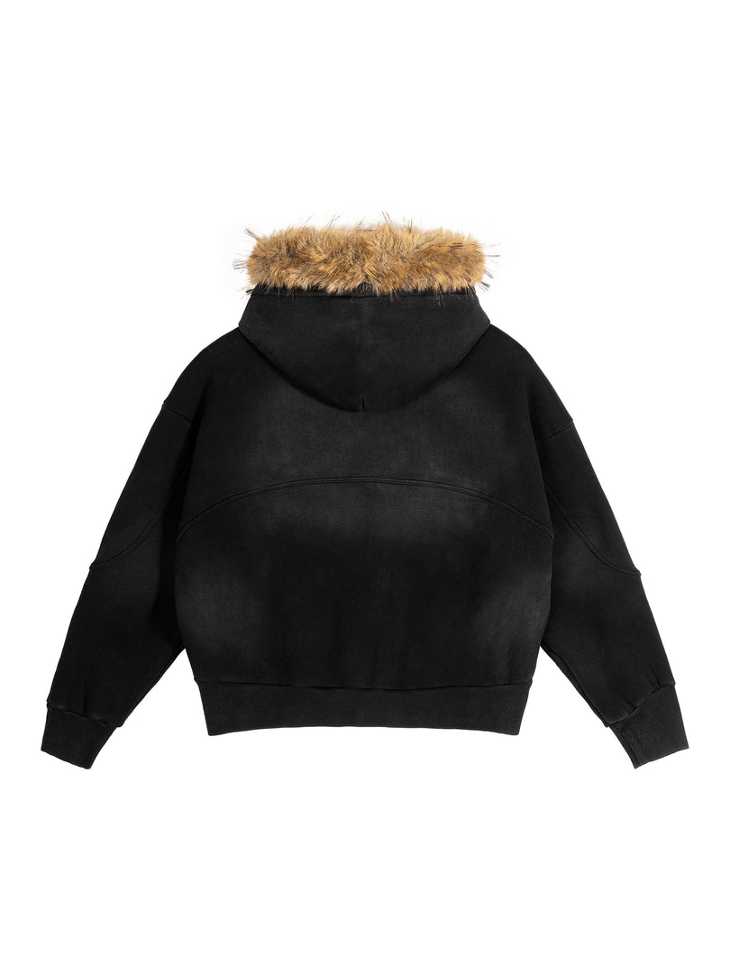 Faux Fur Zip Hoodie