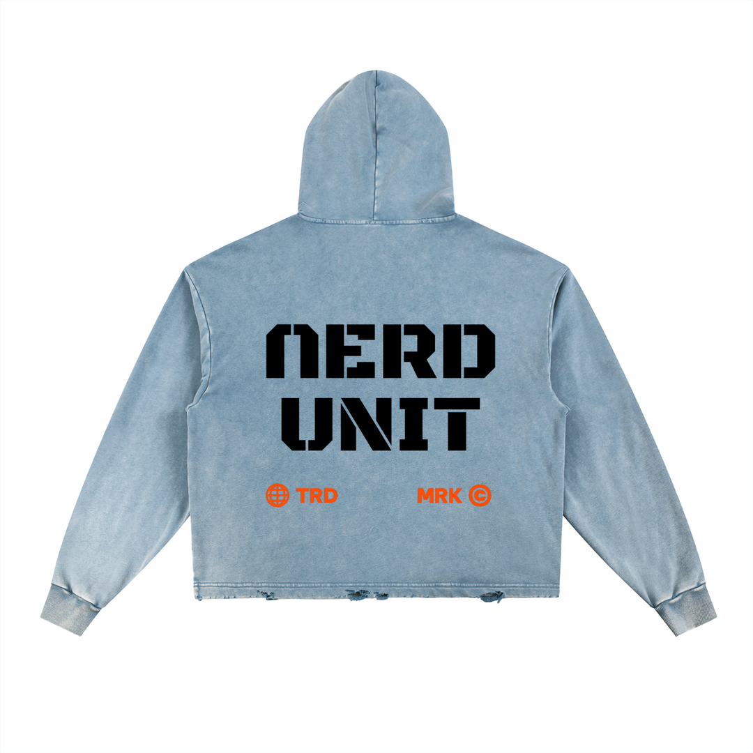 Nerd Unit Frayed-Hem Hoodie